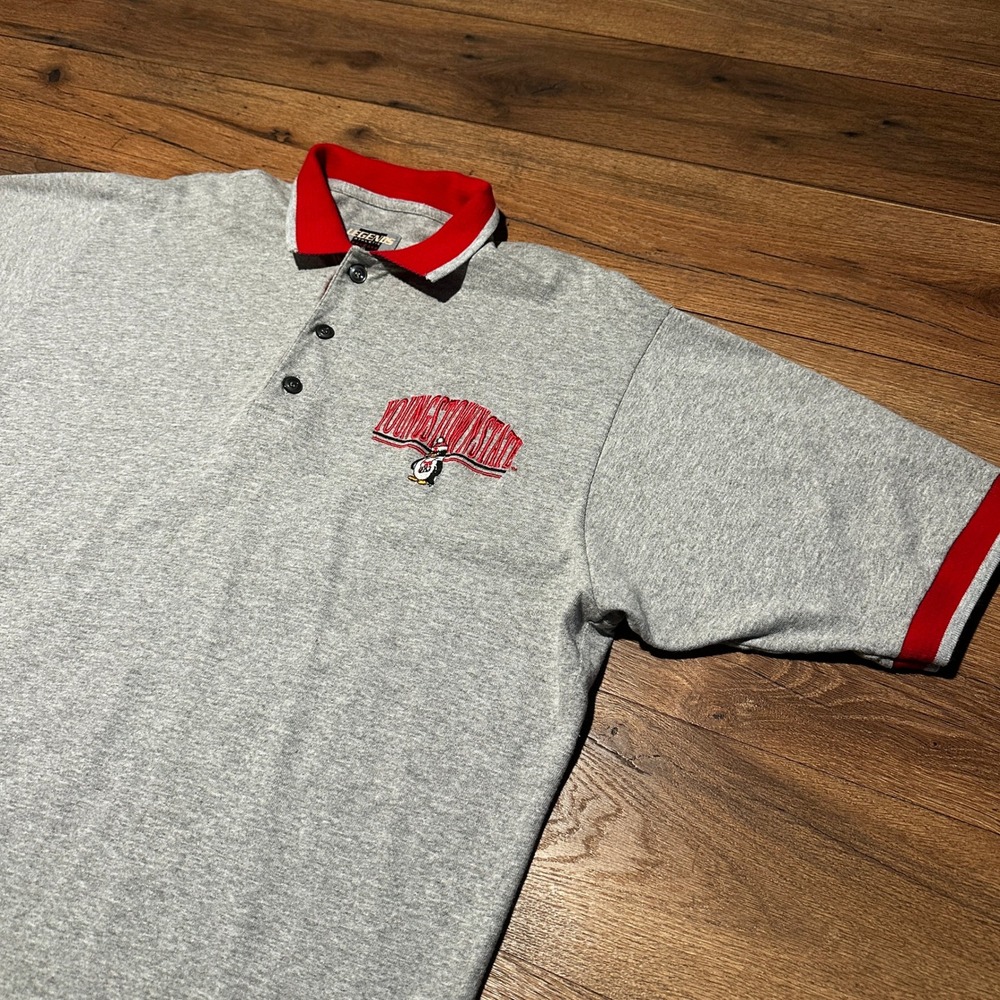 Vintage Legends Athletic Gray Youngstown State Penguins Polo Shirt Mens XL